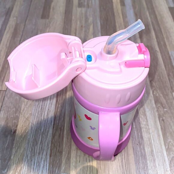 Disney Minnie Mouse Daisy Duck thermos travel toddler cup two handle soft straw - Picture 2 of 8